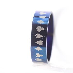 Card of Ace Metallic Bluish Ring Mix Motive Size 11.5 Almost 12 New